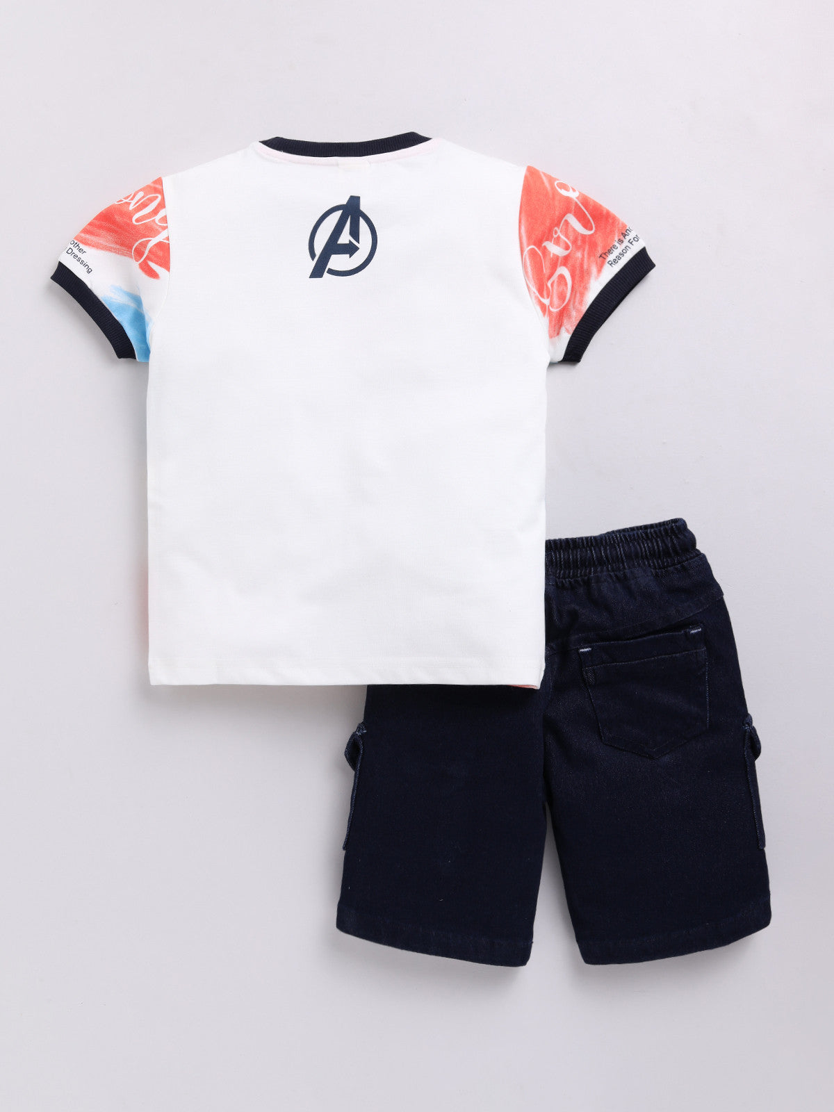 Red Printed T-Shirt Pant Set for Boys by Uno Kids