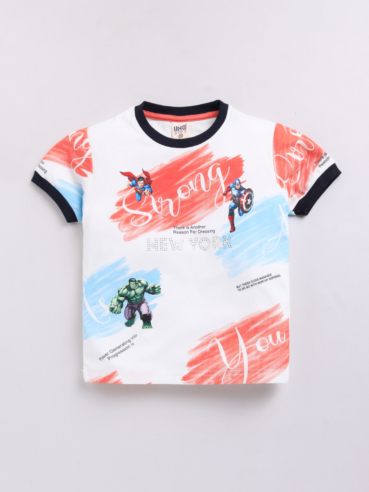 Red Printed T-Shirt Pant Set for Boys by Uno Kids