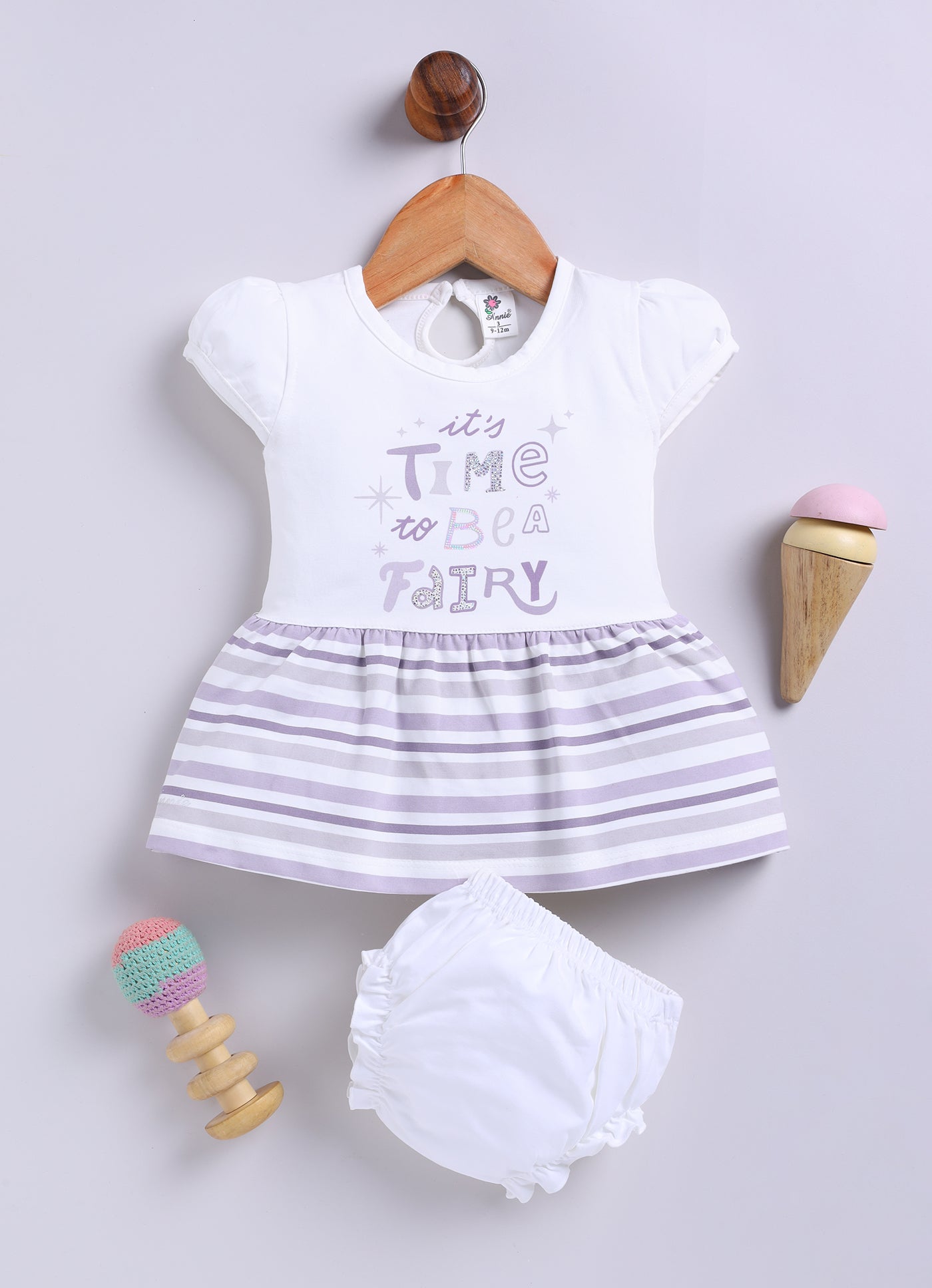Violet Stripes Frock Panty Set for Girls by Annie