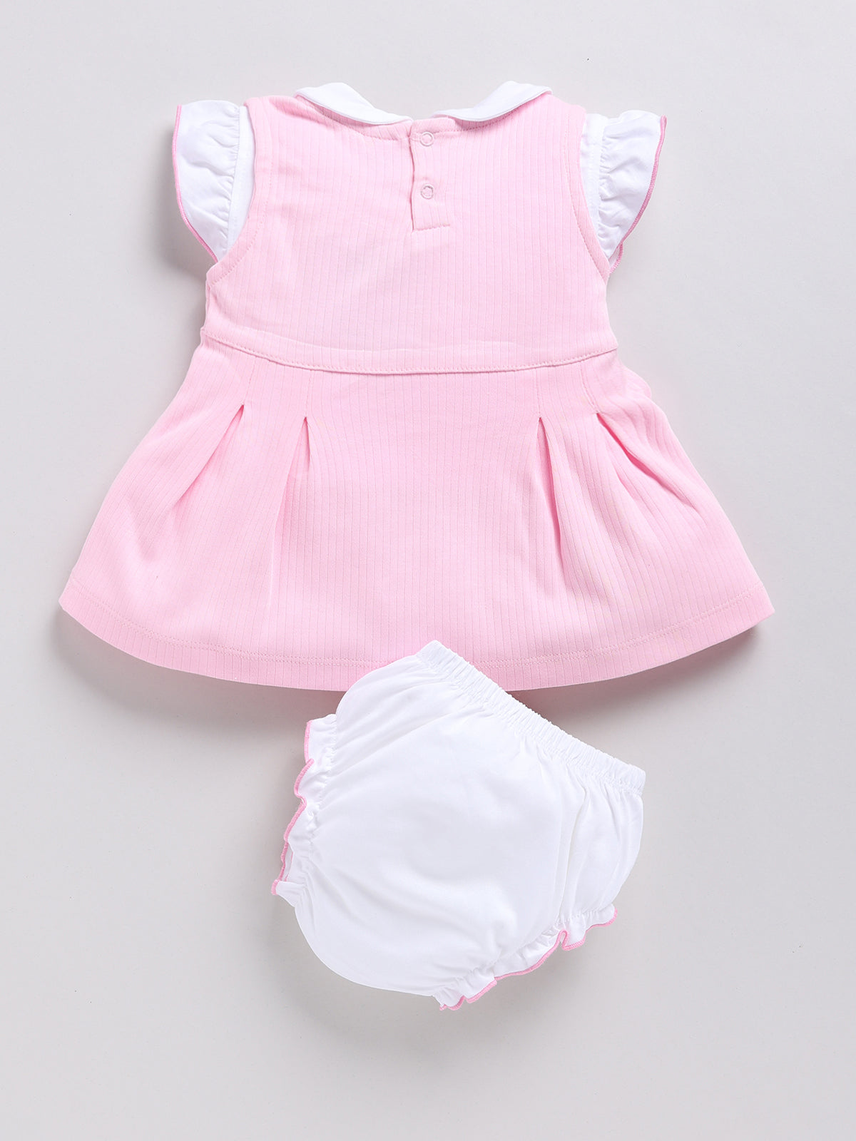 Pink Printed Frock Panty Set for Girls by Annie