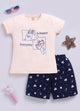 Peach Printed Lounge Wear for Girls by Biskid