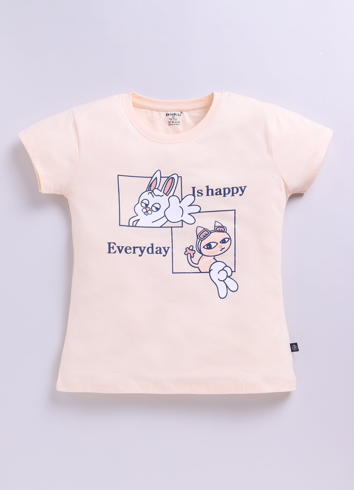 Peach Printed Lounge Wear for Girls by Biskid