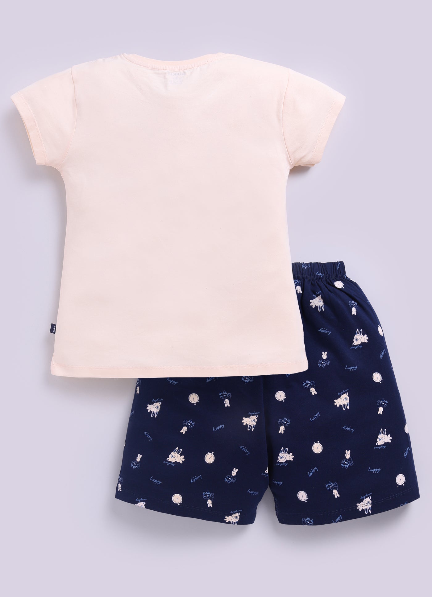 Peach Printed Lounge Wear for Girls by Biskid