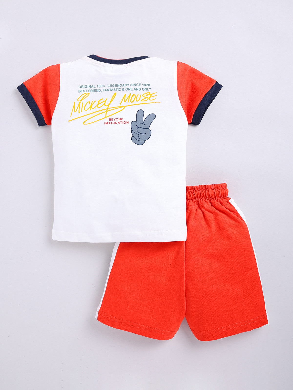 Orange Micky Printed T-Shirt Pant Set for Boys by Uno Kids