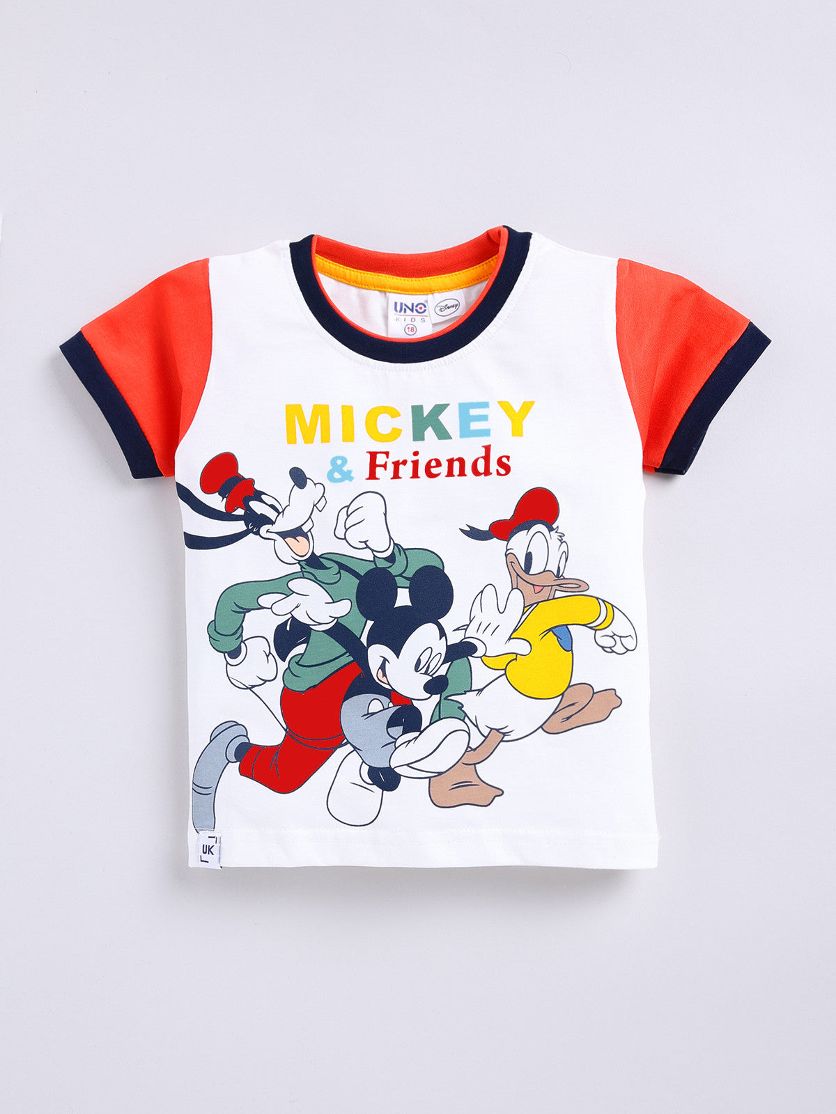Orange Micky Printed T-Shirt Pant Set for Boys by Uno Kids