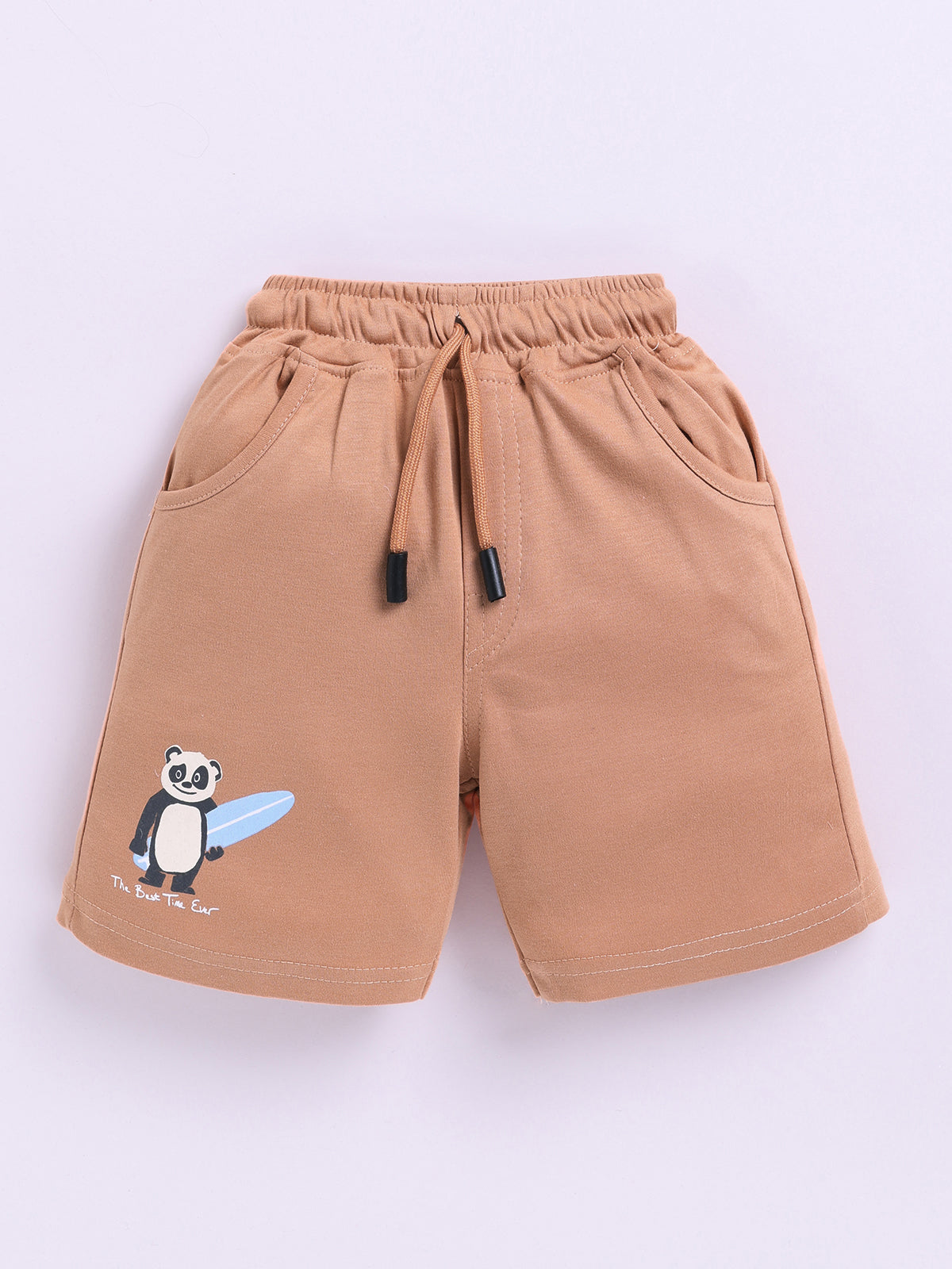 Brown Printed T-Shirt Pant Set for Boys by Uno Kids
