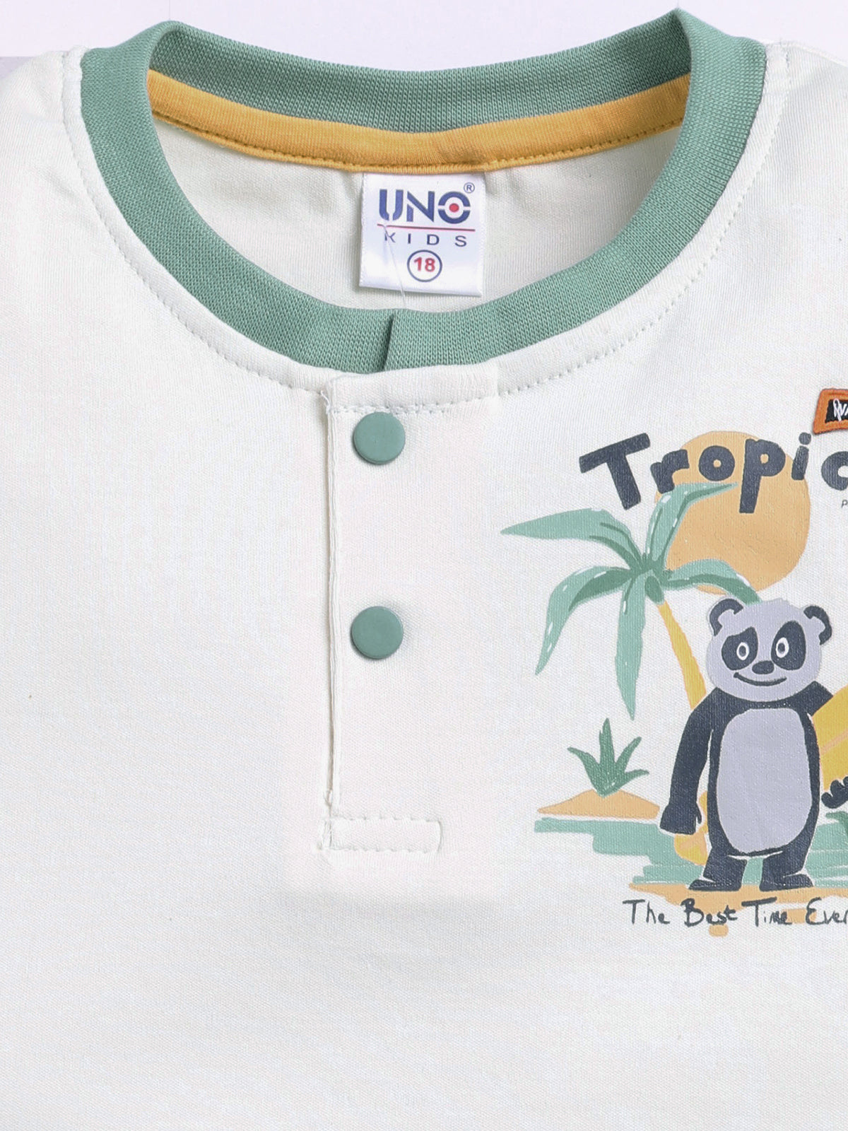 Green Printed T-Shirt Pant Set for Boys by Uno Kids
