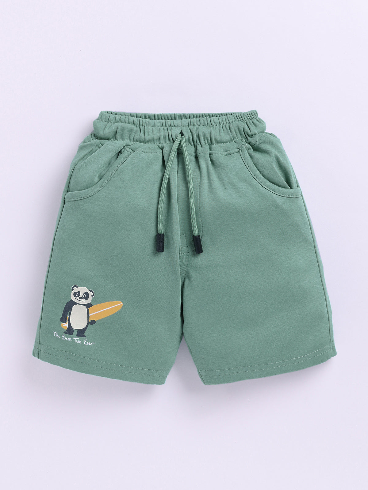 Green Printed T-Shirt Pant Set for Boys by Uno Kids