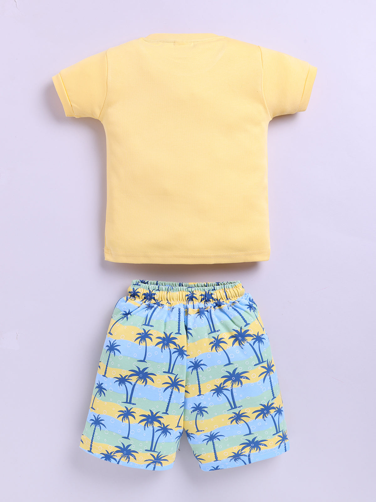 Yellow Printed T-Shirt Pant Set for Boys by Uno Kids