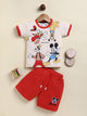 Red Micky Printed T-Shirt Pant Set for Boys by Uno Kids