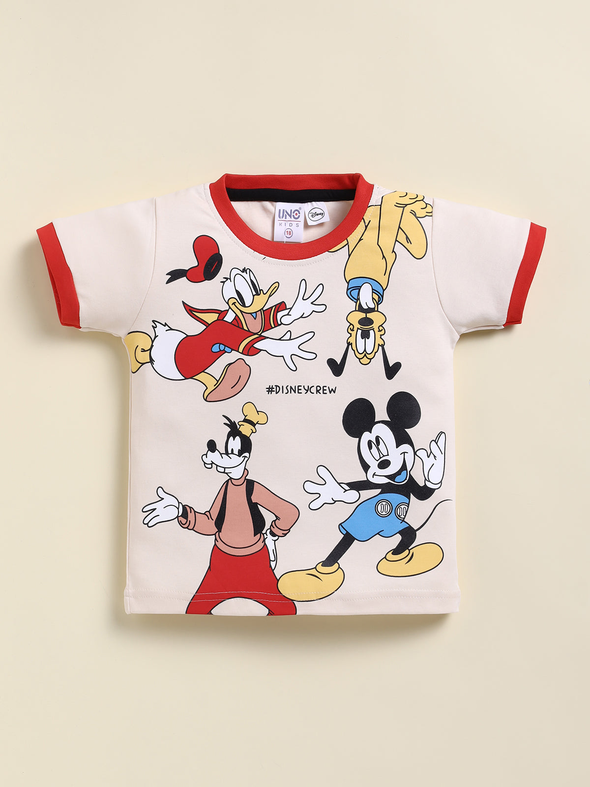 Red Micky Printed T-Shirt Pant Set for Boys by Uno Kids