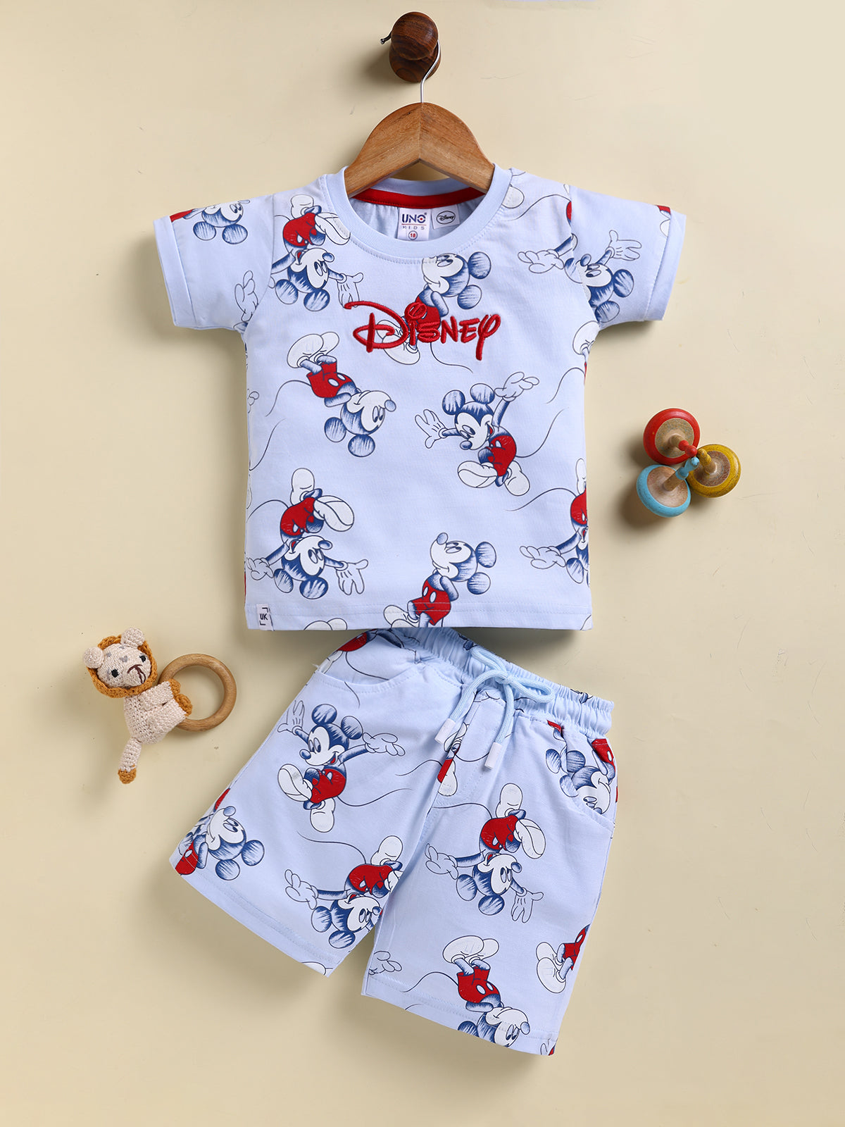 Sky Blue Micky Printed Co-ord Set for Boys by Uno Kids