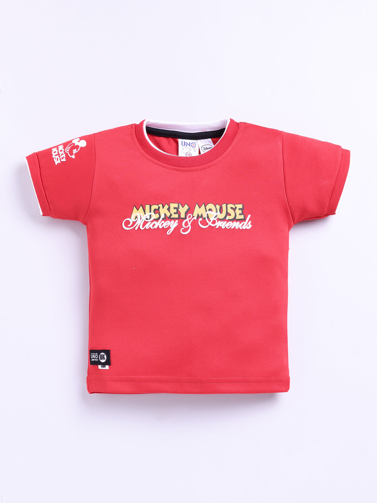 Red Micky Printed T-Shirt Pant Set for Boys by Uno Kids