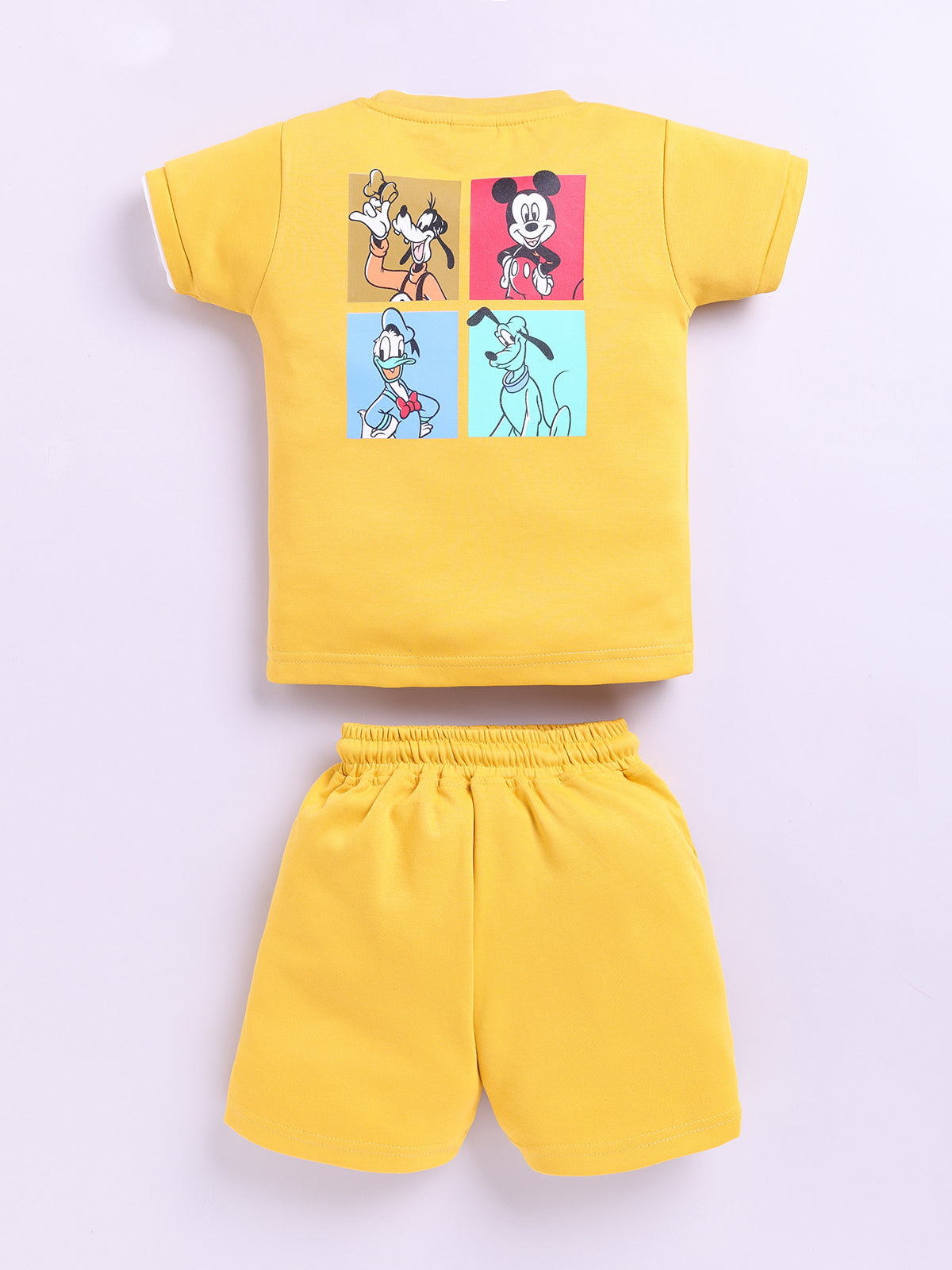 Yellow Micky Printed T-Shirt Pant Set for Boys by Uno Kids
