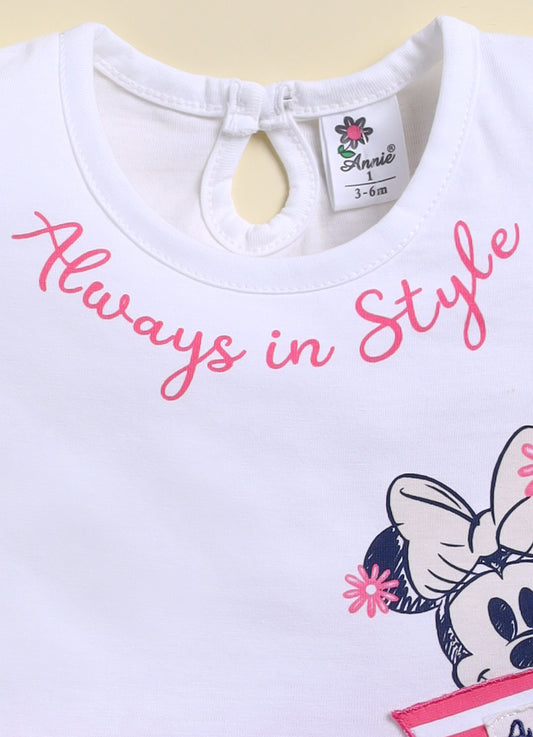 Pink Micky Printed Frock Panty Set for Girls by Annie