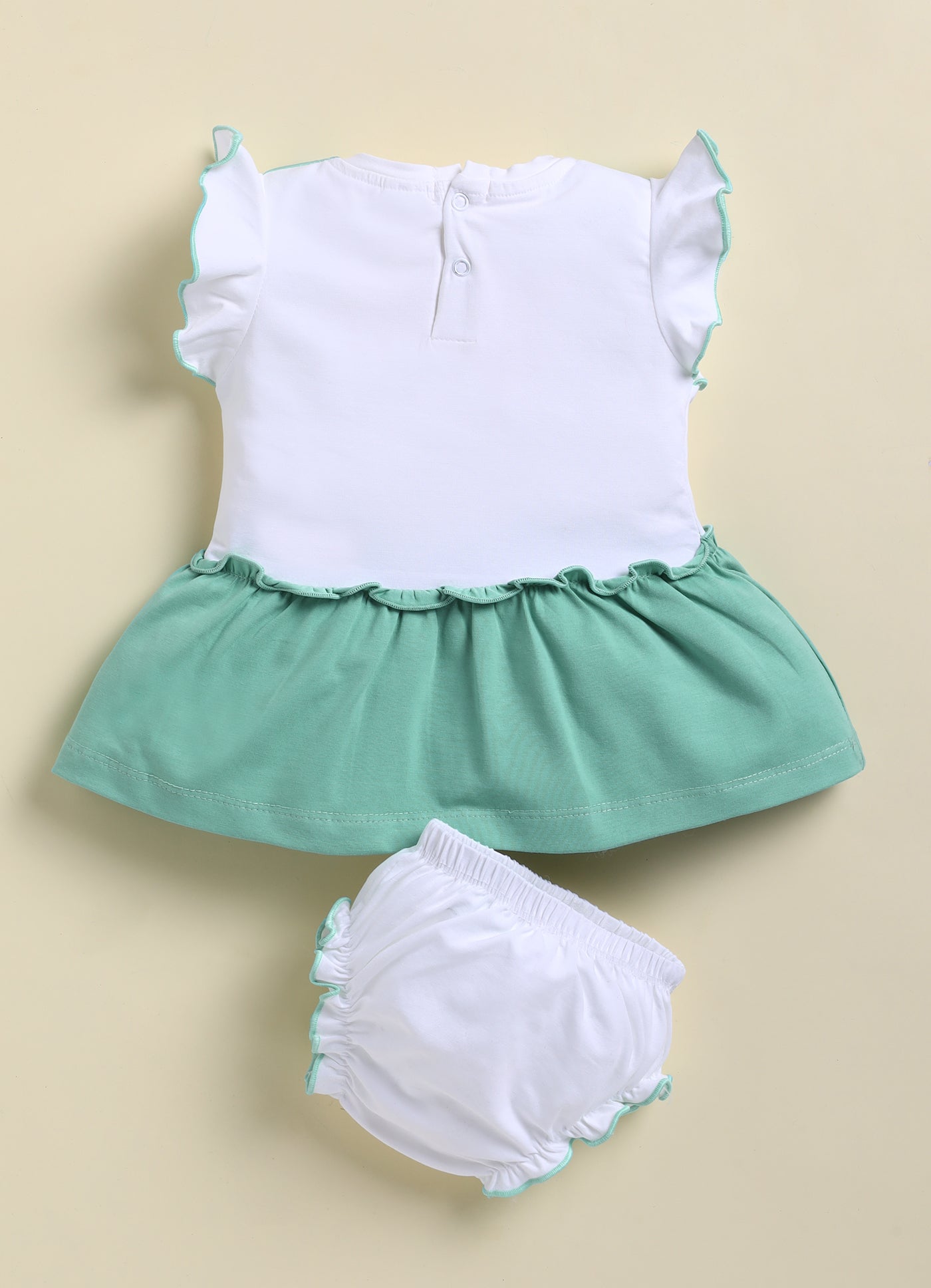Aqua Blue Foral Printed Frock Panty Set for Girls by Annie