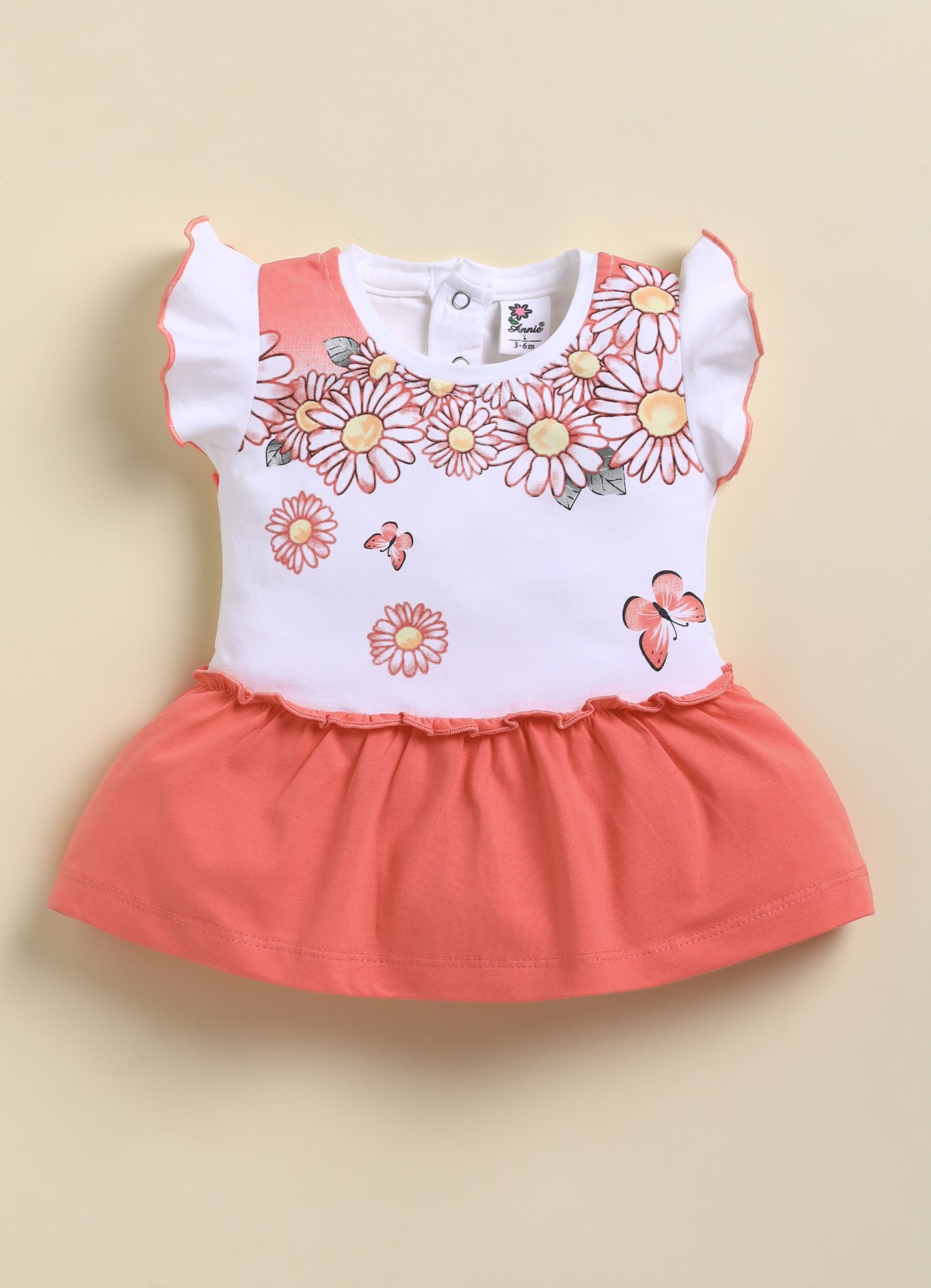 Red Foral Printed Frock Panty Set for Girls by Annie