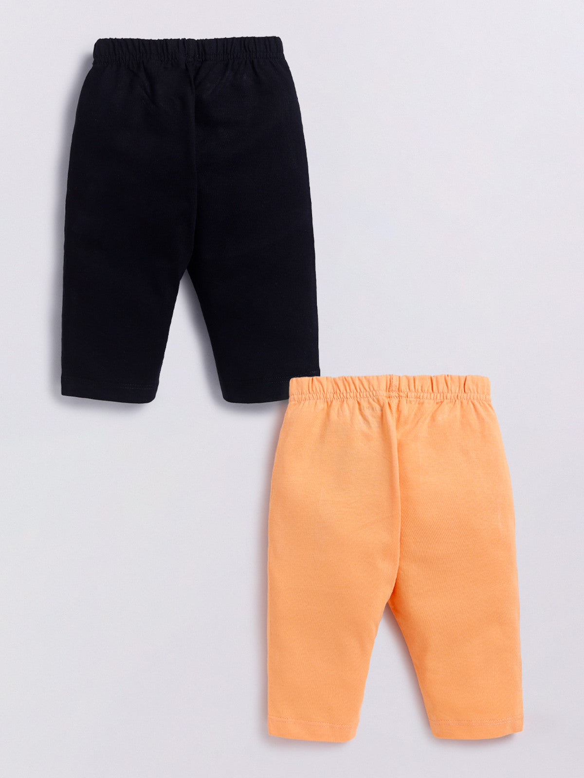 Black & Orange Micky & Donald Duck Solid Capri for Girls by Biskid