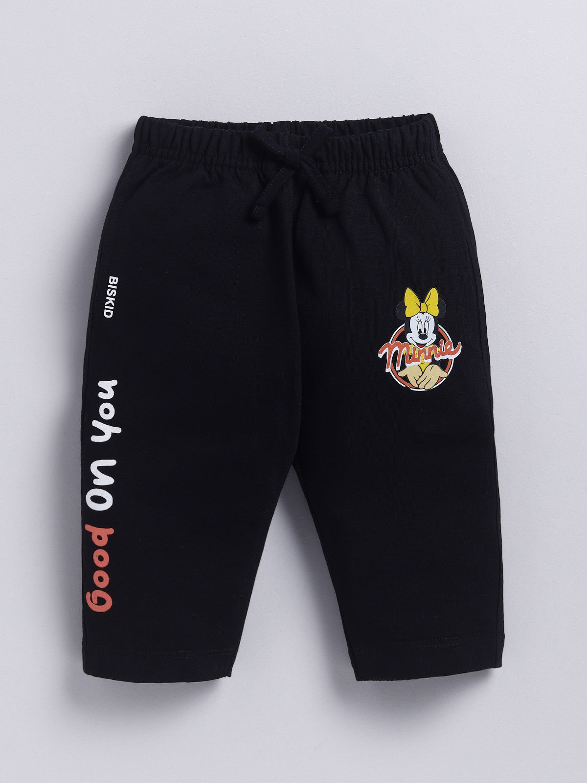 Black & Orange Micky & Donald Duck Solid Capri for Girls by Biskid