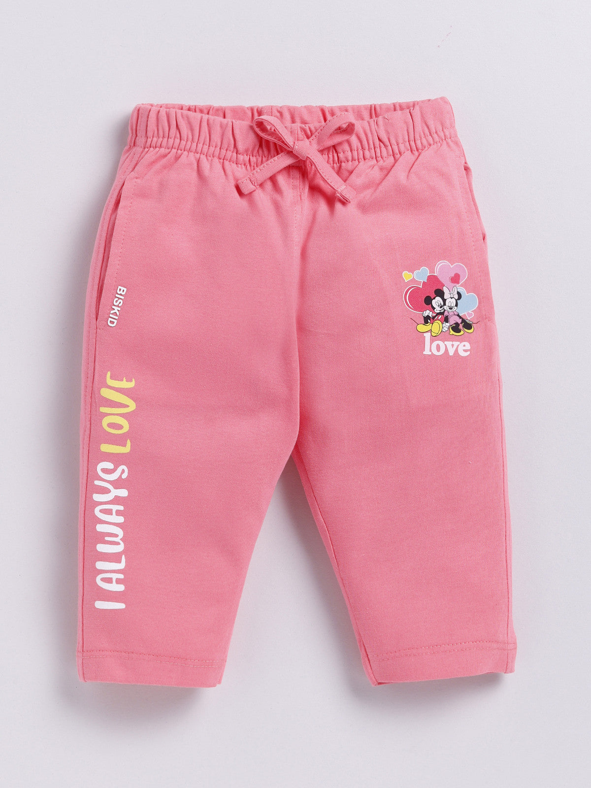 Pink & Sky Micky Solid Capri for Girls by Biskid