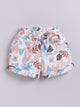 White-Brown Leaf Printed Shorts for Girls by Biskid