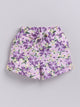 White-Purple Foral Printed Shorts for Girls by Biskid