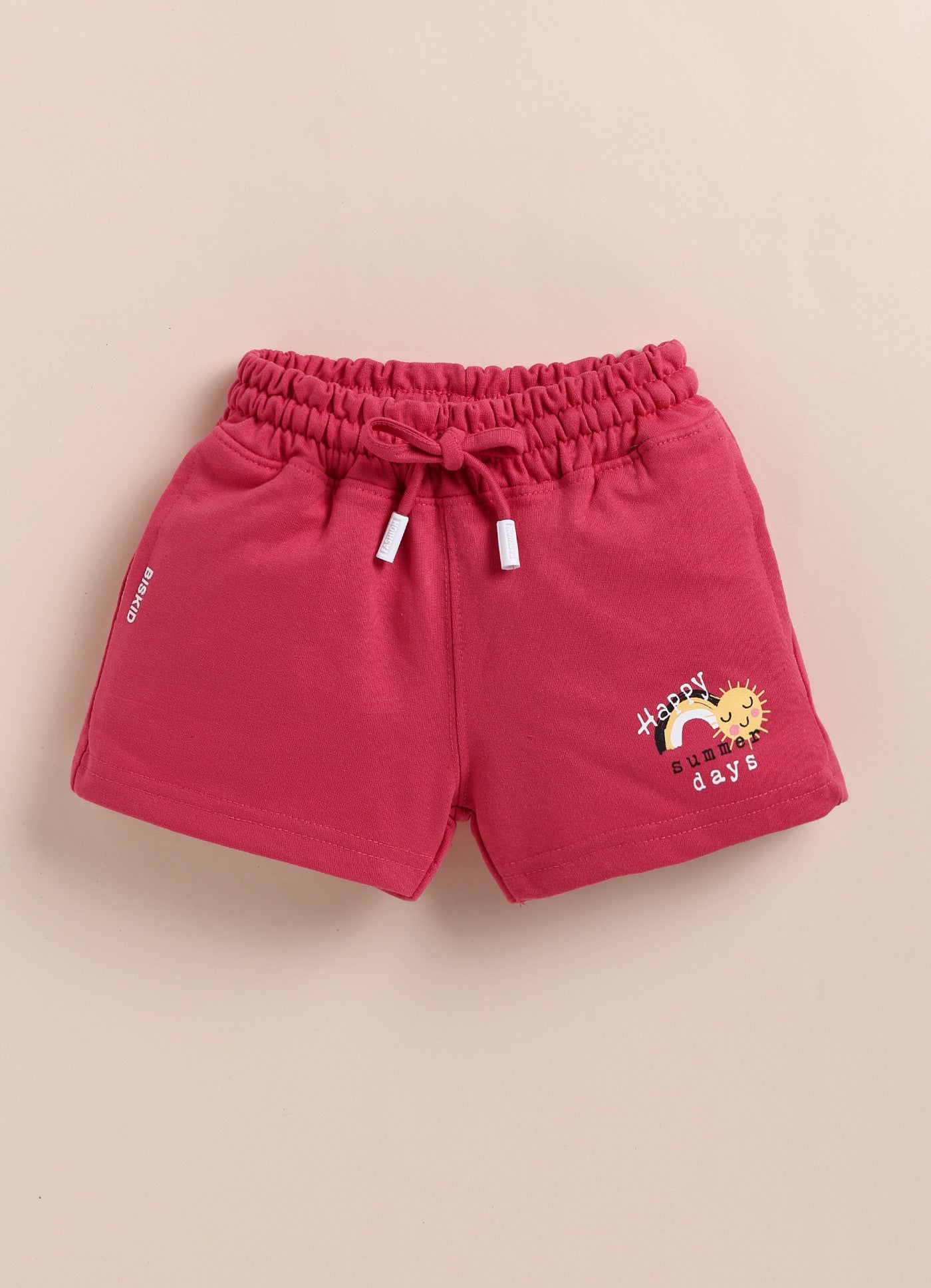 Red Solid Shorts for Girls by Biskid