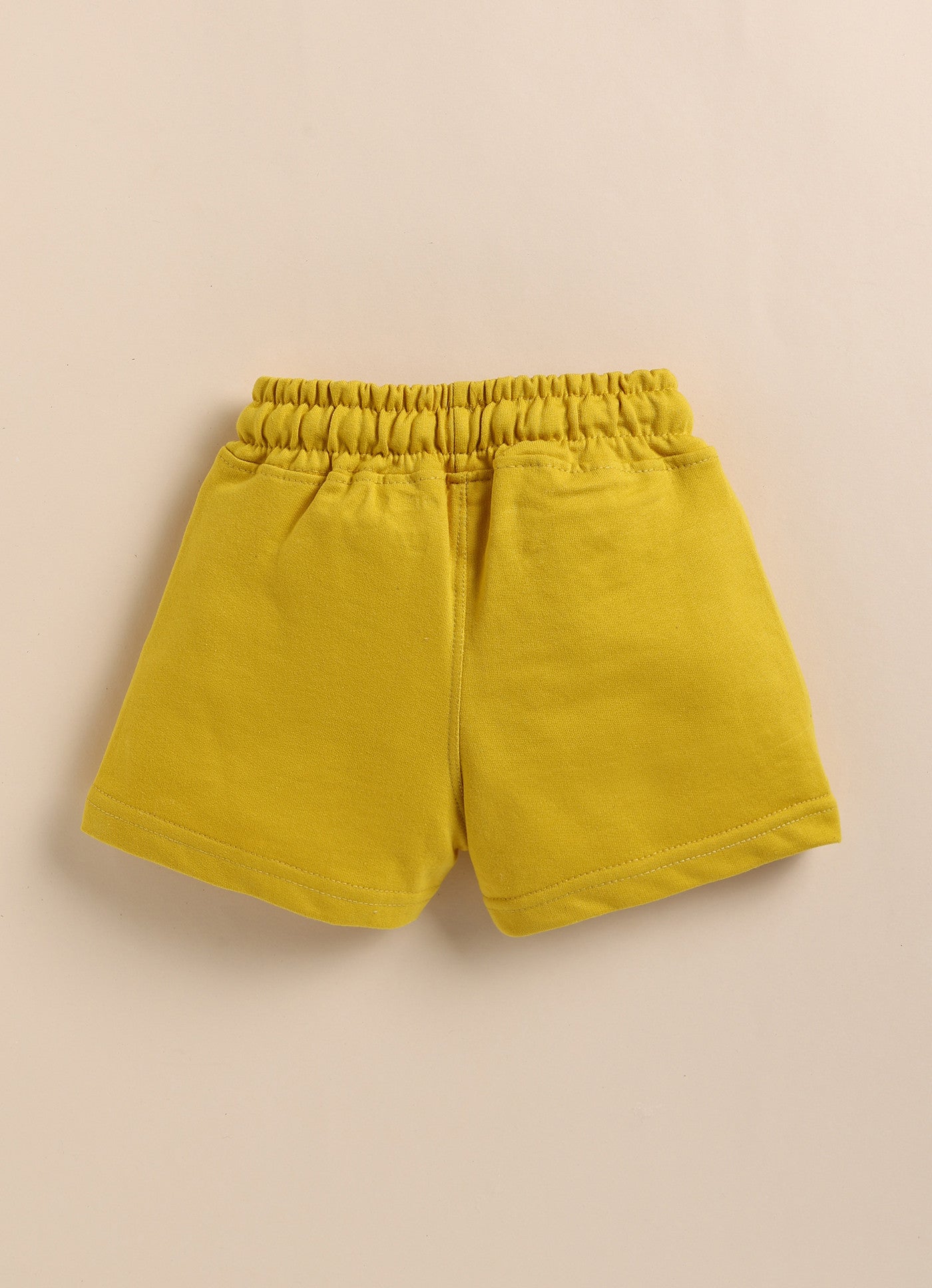 Yellow Solid Shorts for Girls by Biskid
