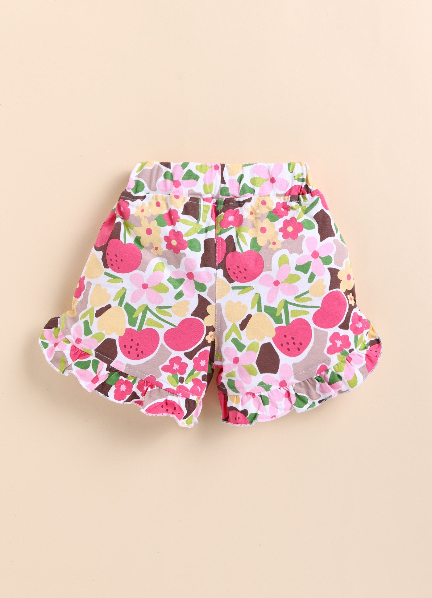 Pink Foral Printed Shorts for Girls by Biskid
