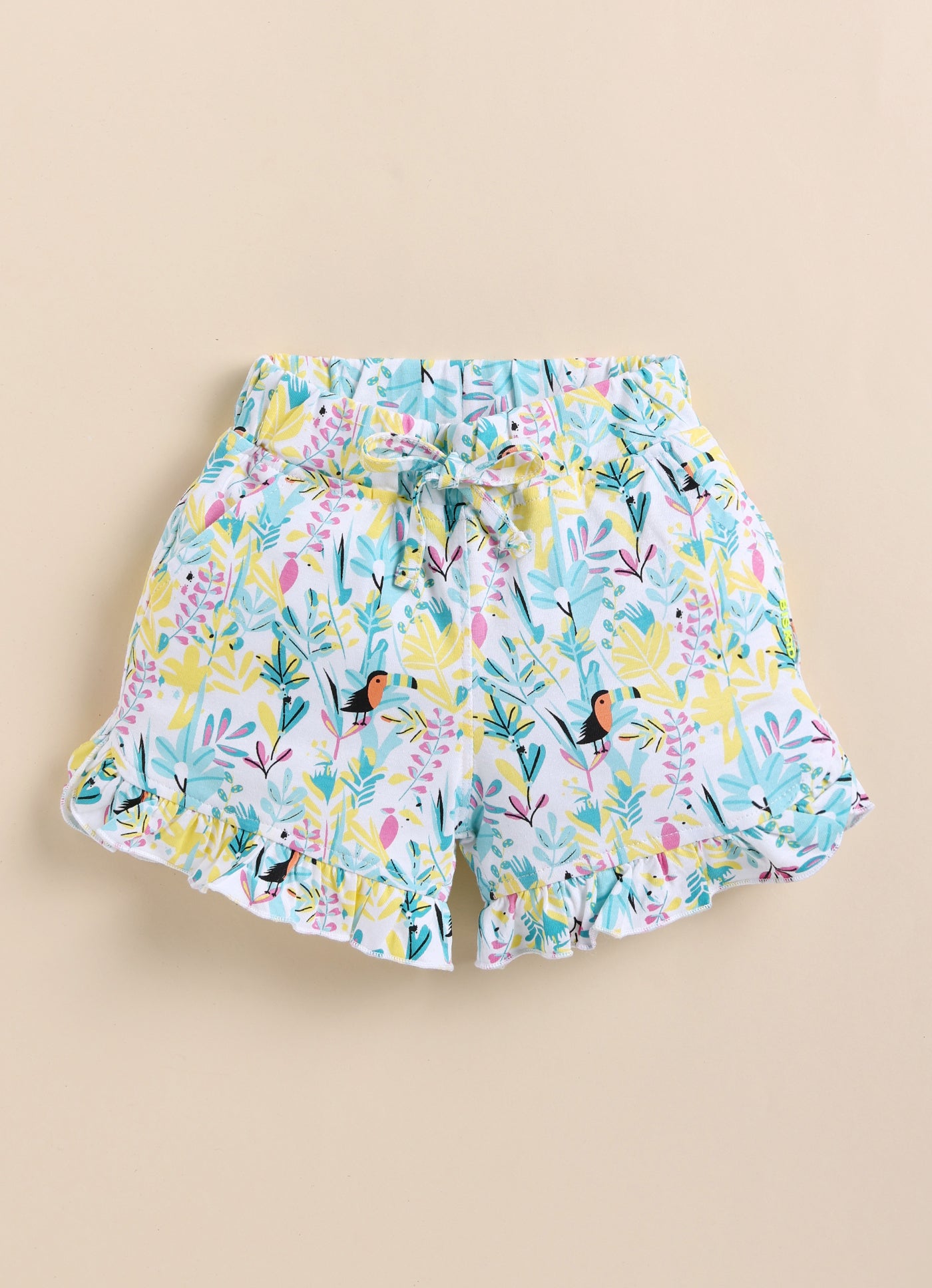Sky Blue Foral Printed Shorts for Girls by Biskid