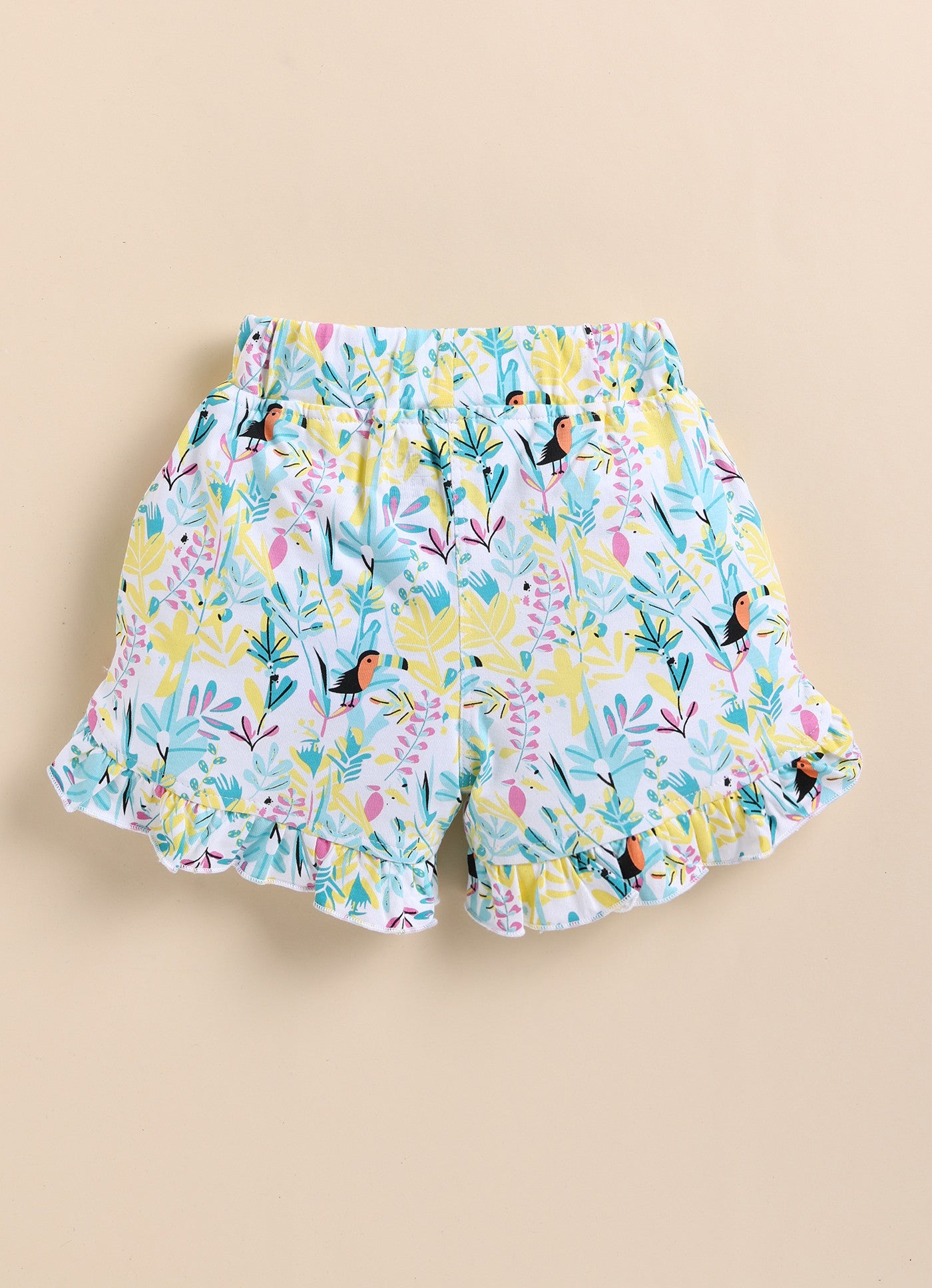 Sky Blue Foral Printed Shorts for Girls by Biskid