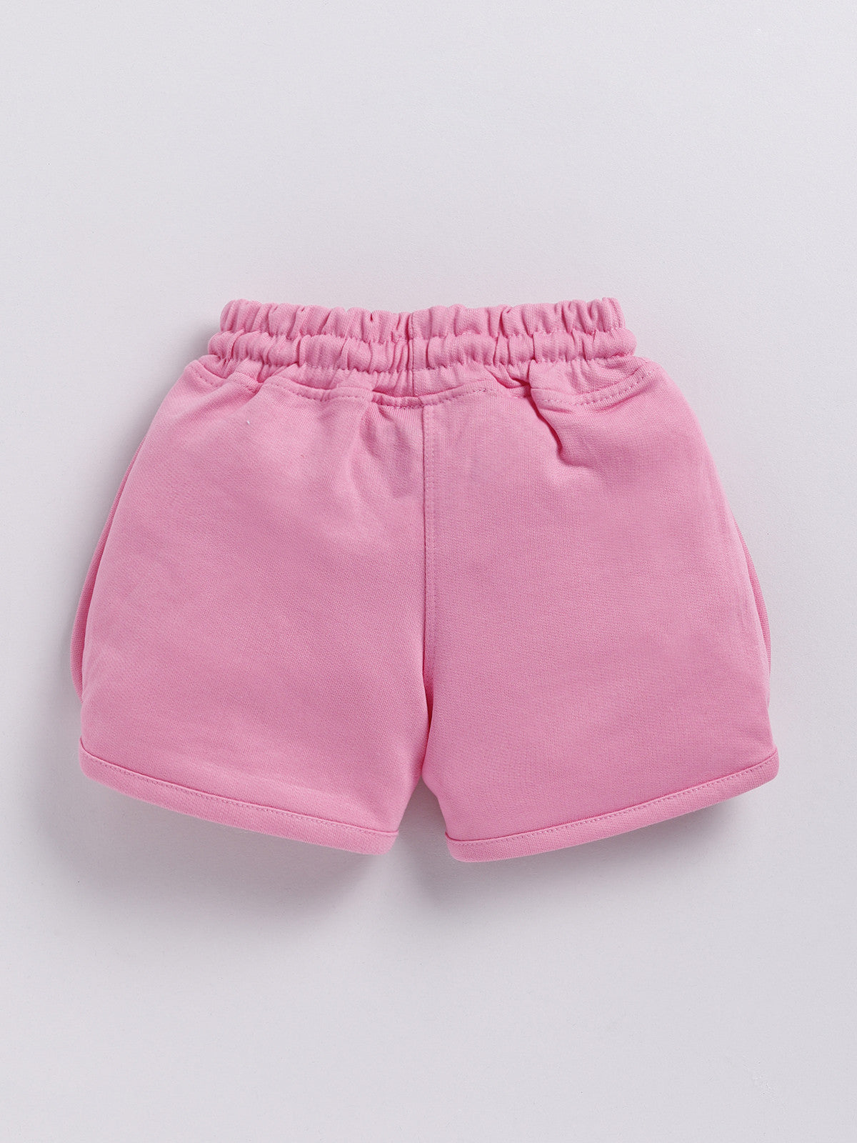 Ink Blue & Pink Micky Solid Shorts for Girls by Biskid