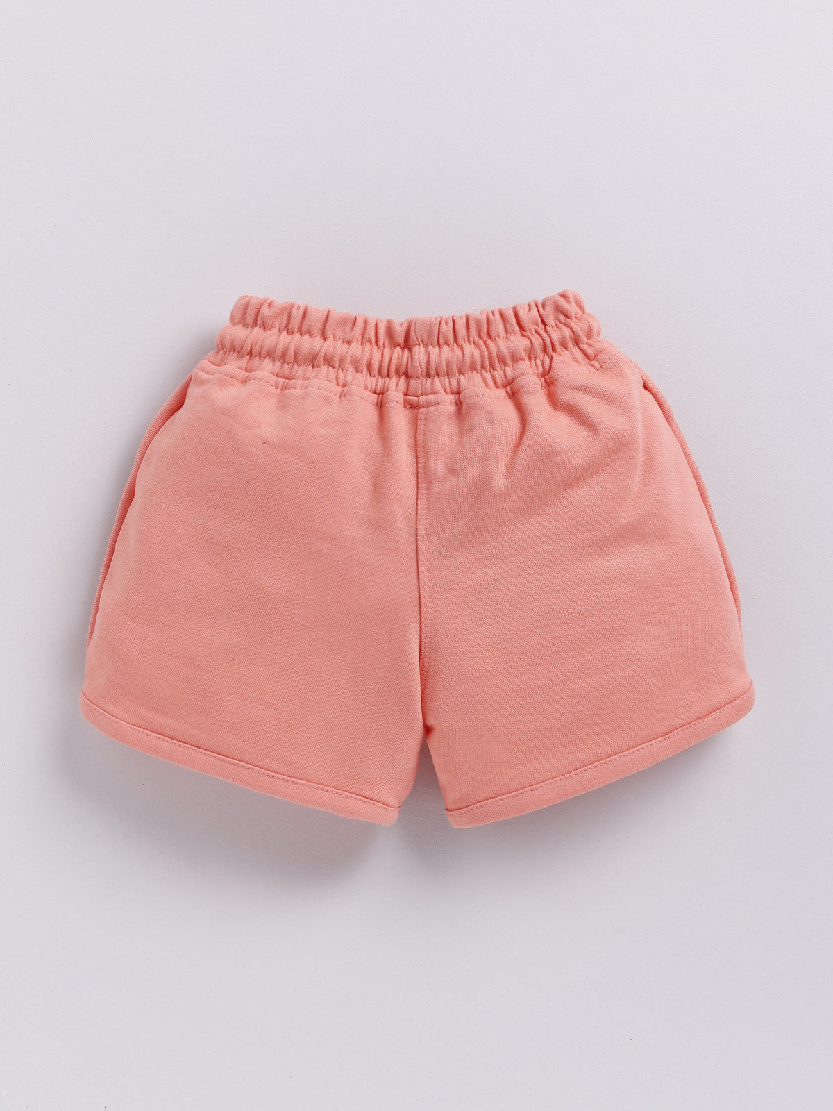 Peach Donald Duck Solid Shorts for Girls by Biskid