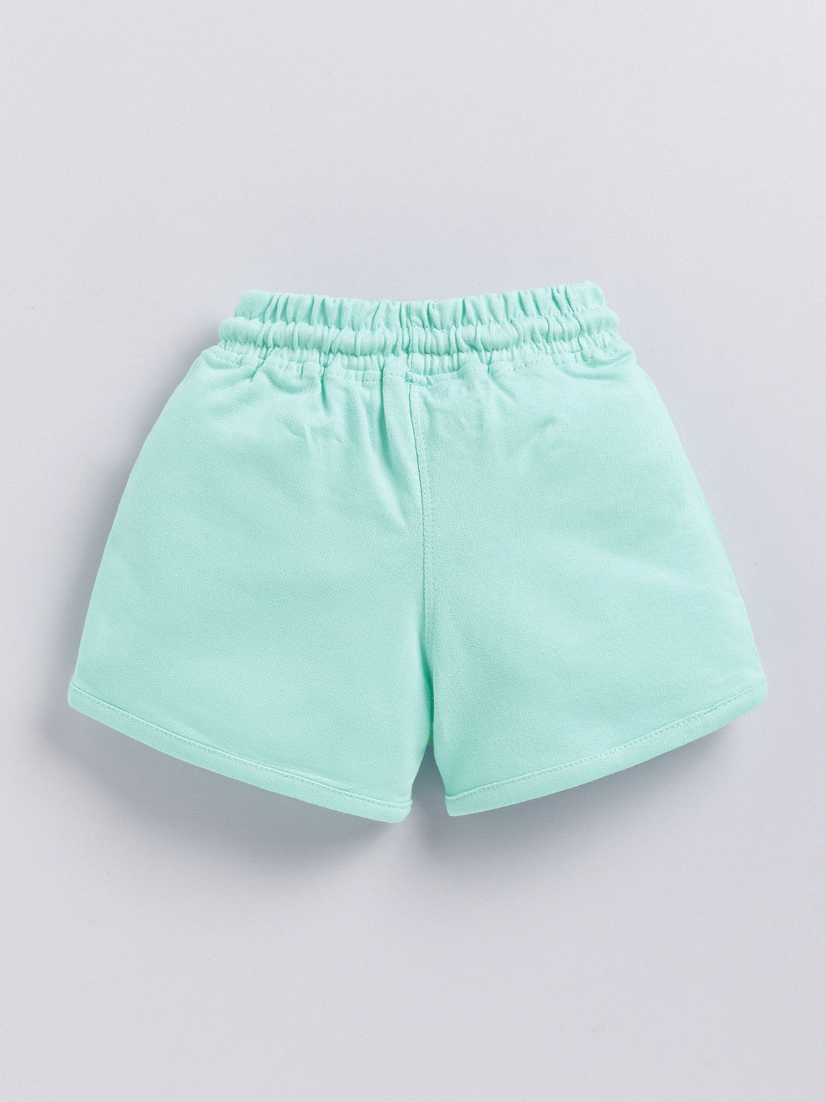 Sea Green Micky Solid Shorts for Girls by Biskid