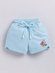 Sky Blue Micky Solid Shorts for Girls by Biskid