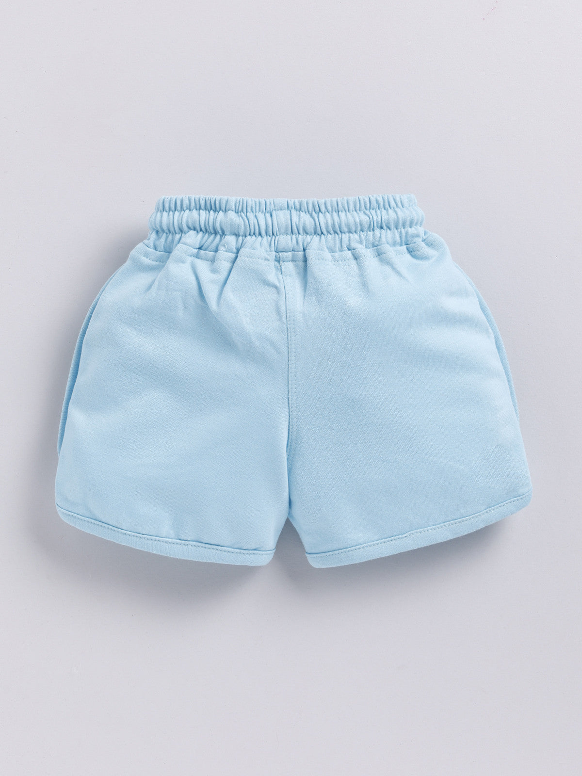 Sky Blue Micky Solid Shorts for Girls by Biskid