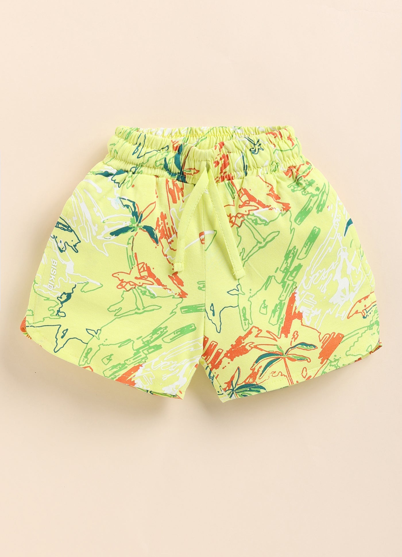 Green Printed Shorts for Girls by Biskid