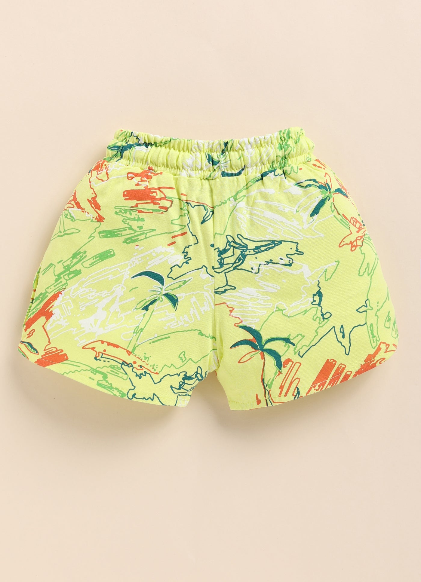 Green Printed Shorts for Girls by Biskid