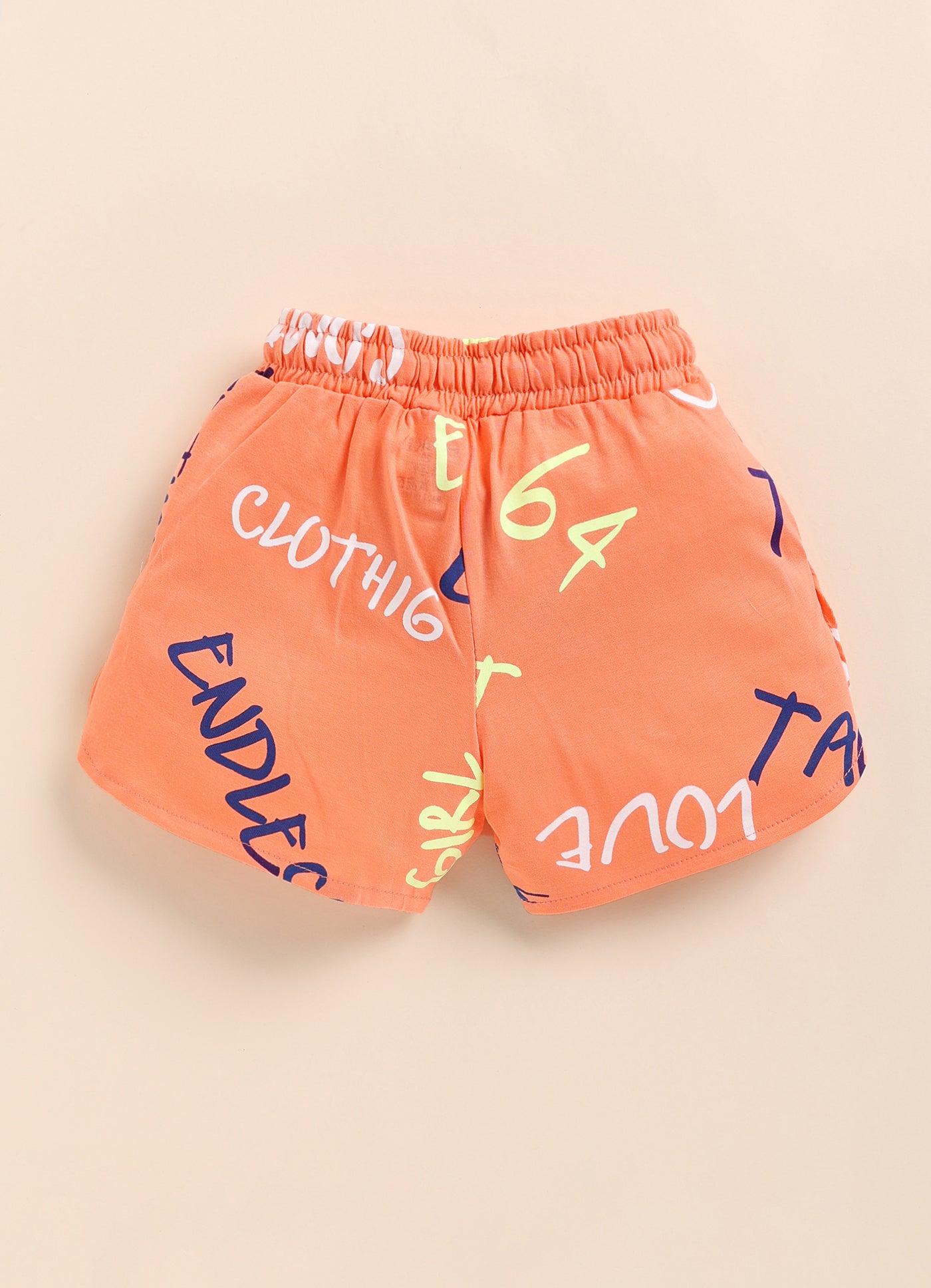 Orange Printed Shorts for Girls by Biskid