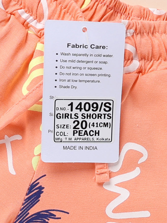 Orange Printed Shorts for Girls by Biskid