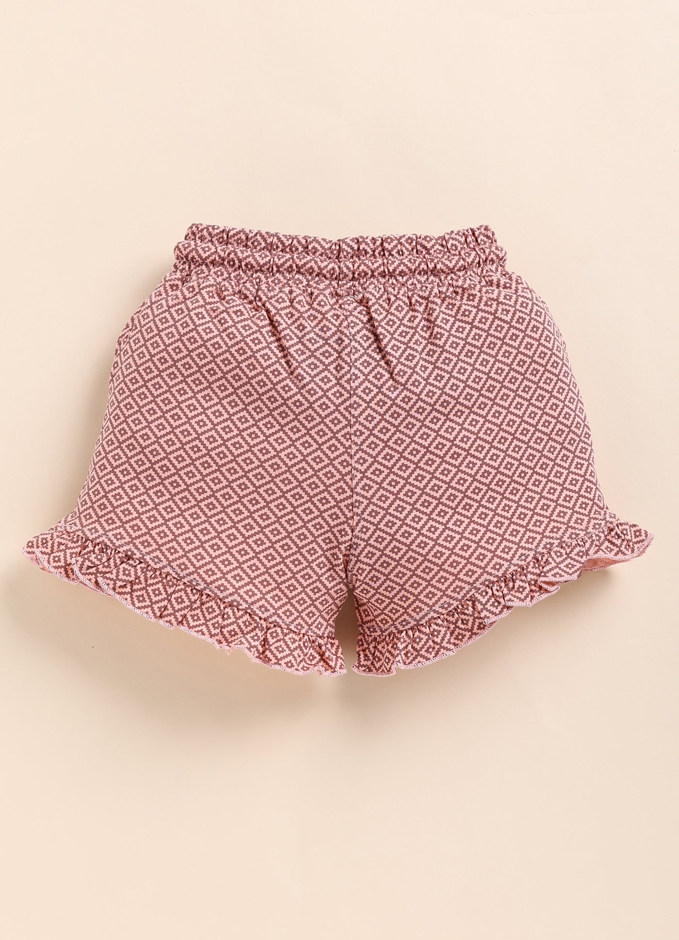 Peach Printed Shorts for Girls by Biskid
