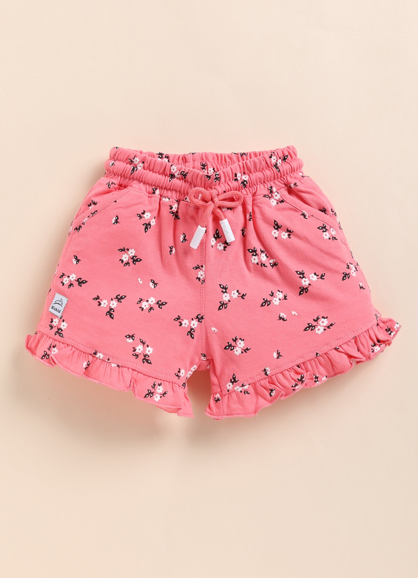 Pink Printed Shorts for Girls by Biskid