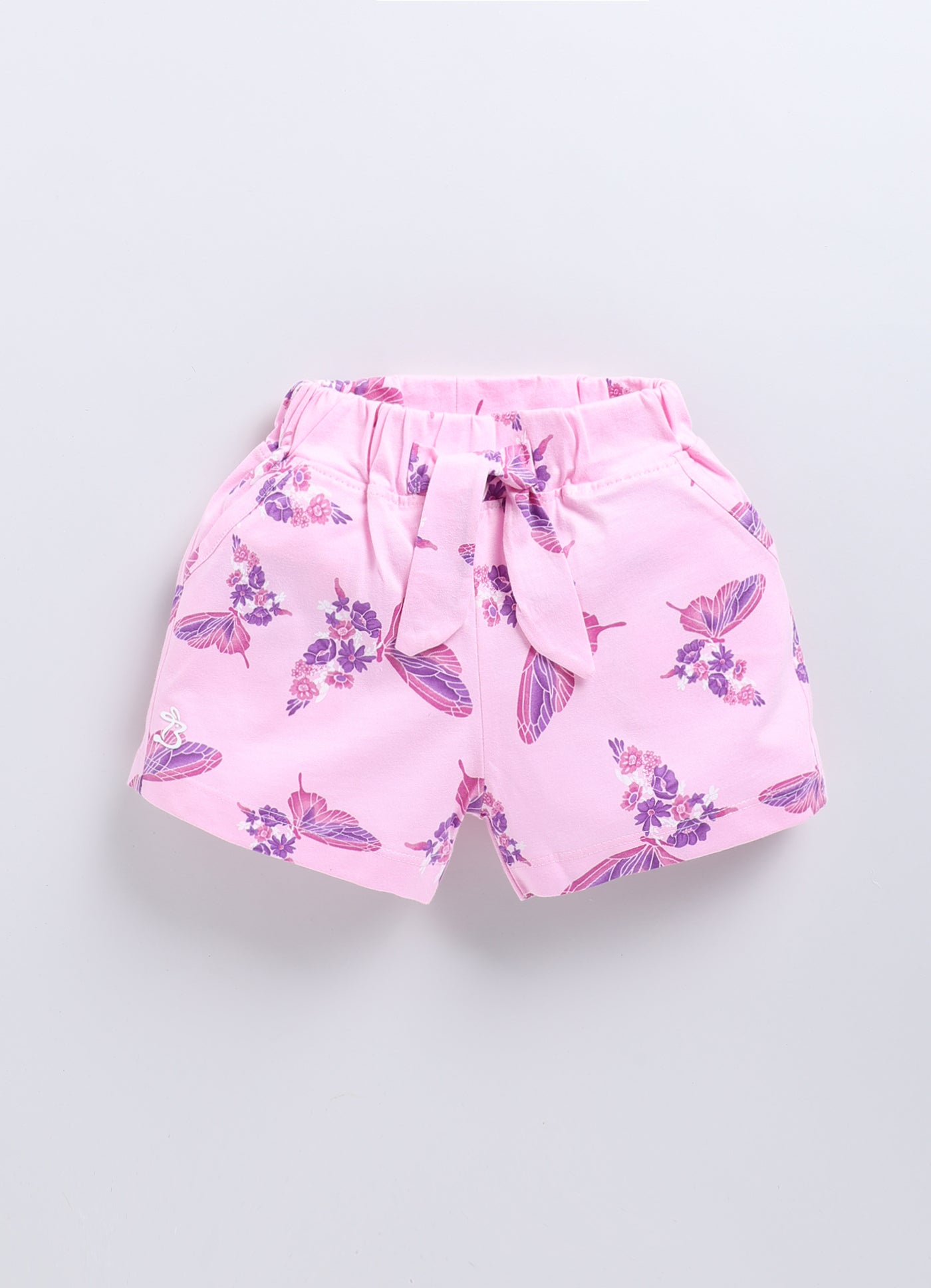 Beige Blue & Brown Printed Shorts for Girls by Biskid