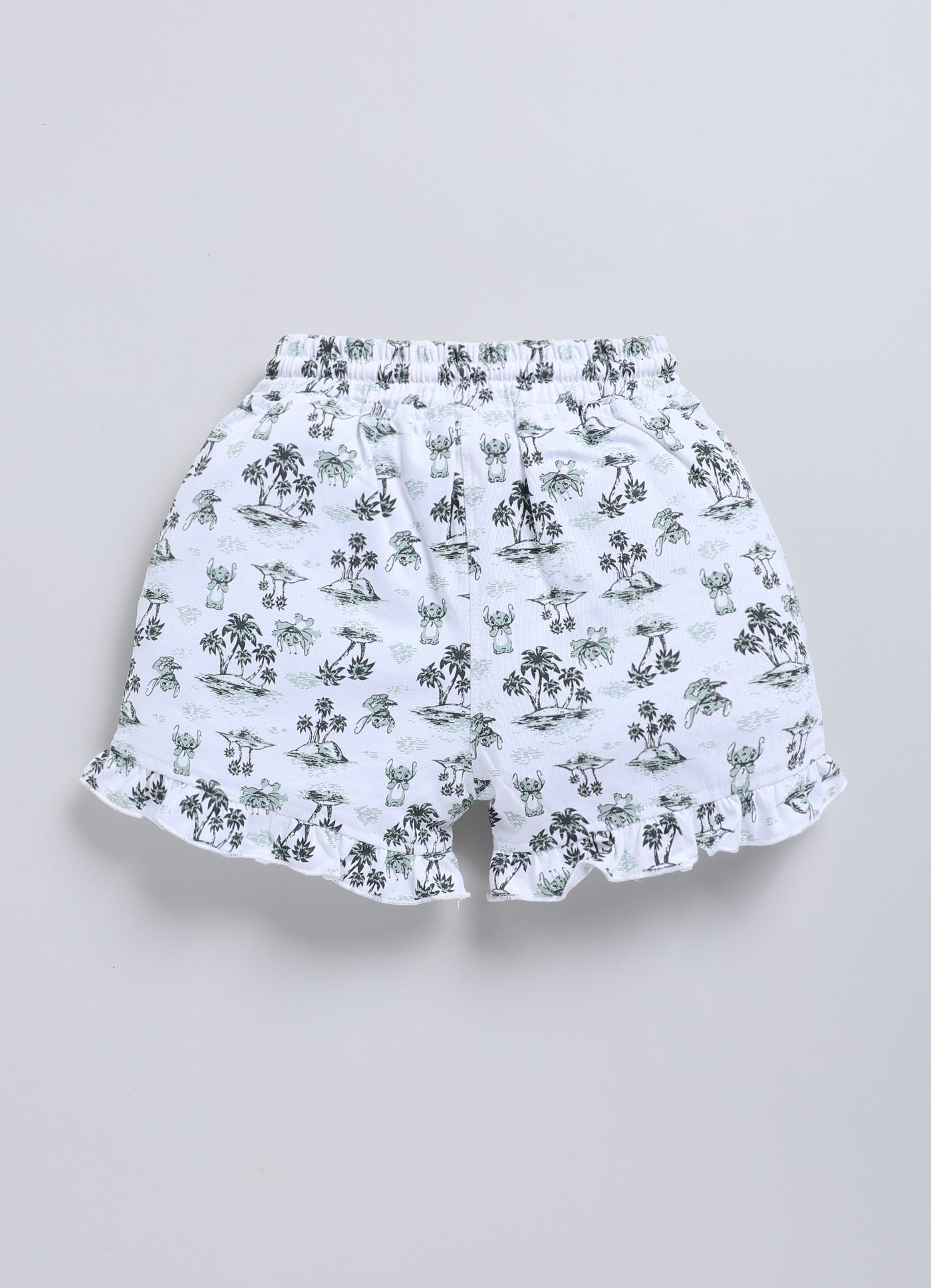 White&Black Foral Printed Shorts for Girls by Biskid