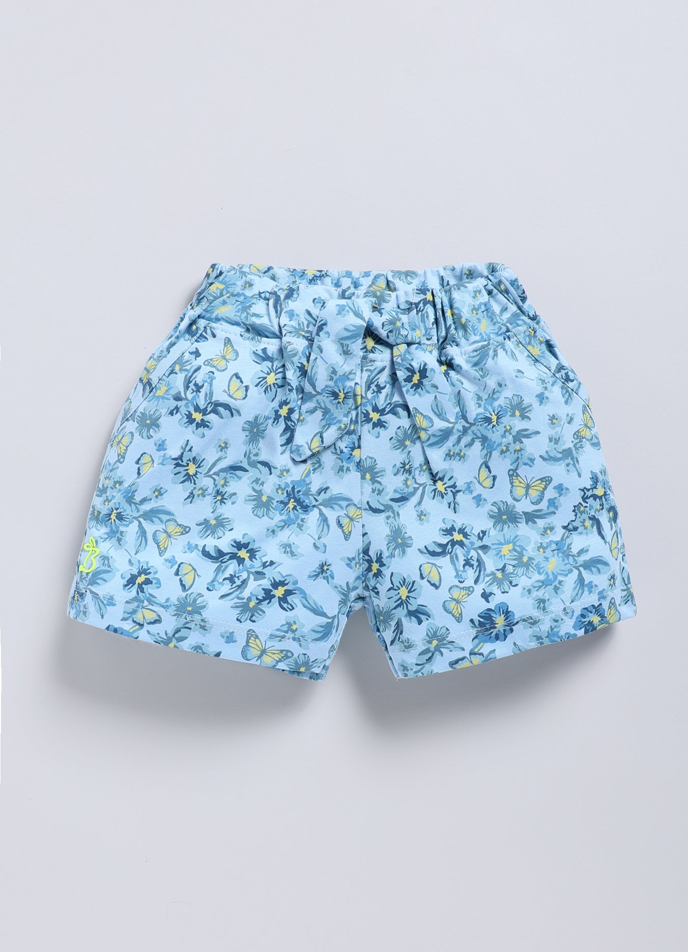 Blue Butterfly Printed Shorts for Girls by Biskid