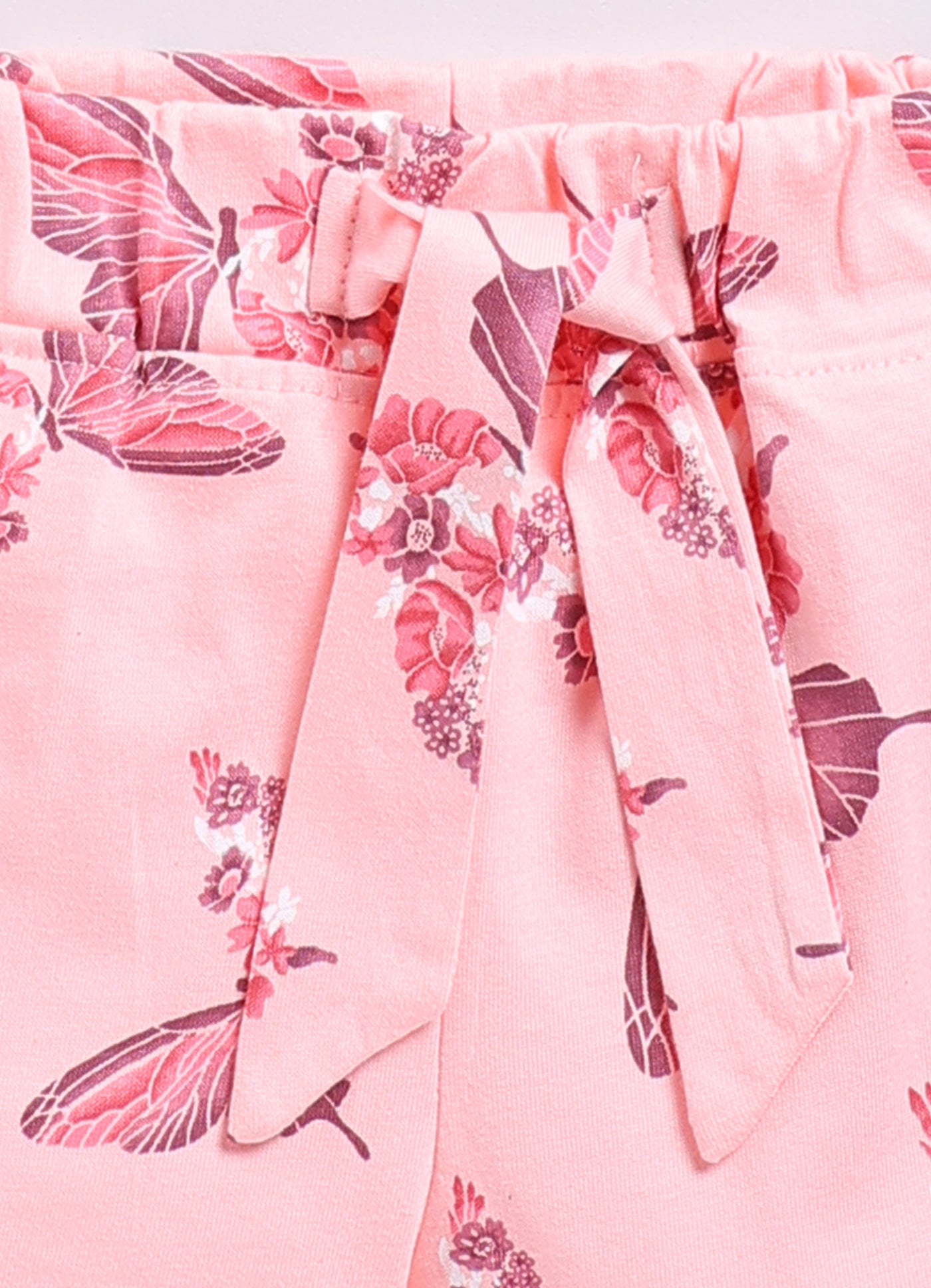 Peach Butterfly Printed Shorts for Girls by Biskid