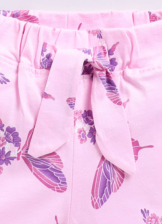 Pink Butterfly Printed Shorts for Girls by Biskid