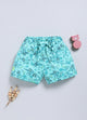 SeaGreen Butterfly Printed Shorts for Girls by Biskid