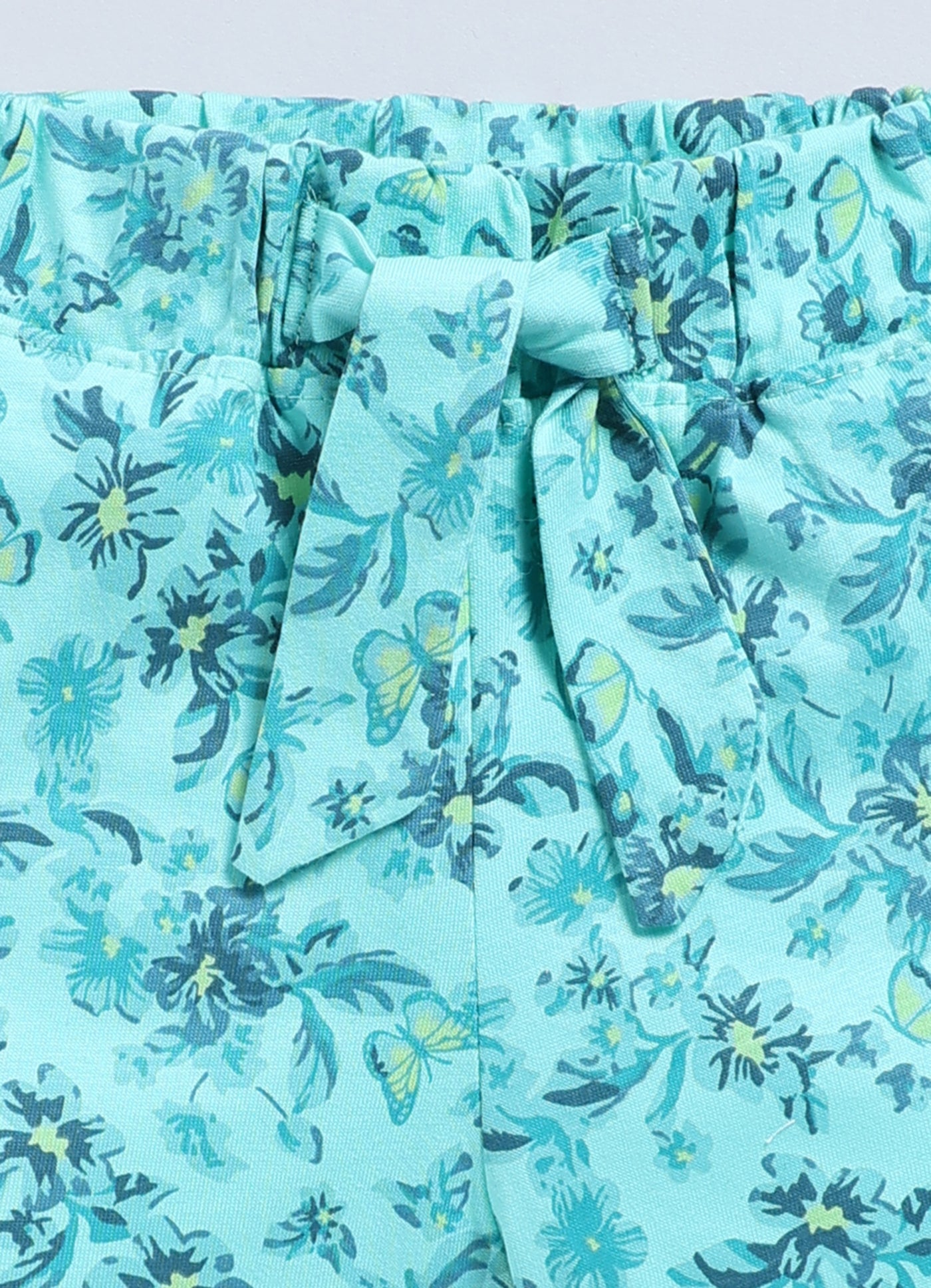 SeaGreen Butterfly Printed Shorts for Girls by Biskid