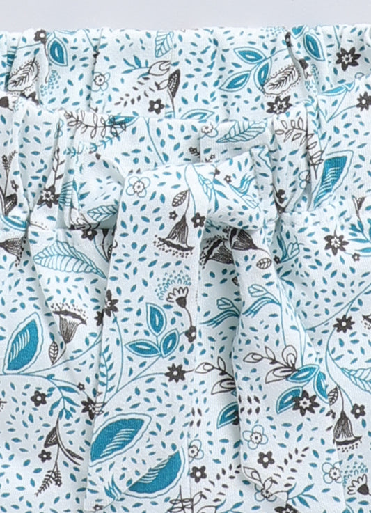 White&Blue Printed Shorts for Girls by Biskid